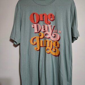 NWOT One Day At A Time Graphic Tee - Large / Stonewashed Green